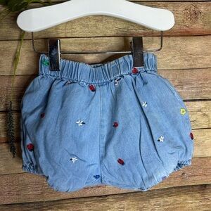 Hanna Andersson Denim Shorts Ladybug Print Baby Girl Size 18-24